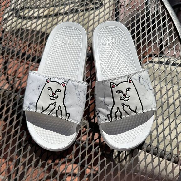 Rip-N-Dip Slides Lord Nermal Slides (White Marble) Size 8 Men's Pre-Owned - Picture 1 of 2